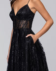 "Rita" Long Glitter Sweetheart Neckline Gown