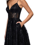 "Rita" Long Glitter Sweetheart Neckline Gown