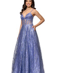 "Rita" Long Glitter Sweetheart Neckline Gown
