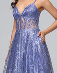 "Rita" Long Glitter Sweetheart Neckline Gown
