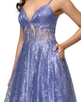 "Rita" Long Glitter Sweetheart Neckline Gown