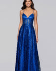 "Rita" Long Glitter Sweetheart Neckline Gown