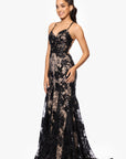 "Debbie" Long Sequin Corset Trumpet Gown