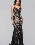 "Debbie" Long Sequin Corset Trumpet Gown