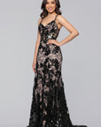 "Debbie" Long Sequin Corset Trumpet Gown