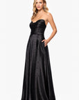"Raquel" Long Strapless Jacquard Gown