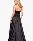 "Raquel" Long Strapless Jacquard Gown