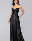 "Raquel" Long Strapless Jacquard Gown