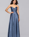 "Raquel" Long Strapless Jacquard Gown