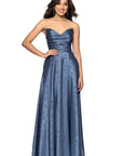 "Raquel" Long Strapless Jacquard Gown
