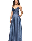 "Raquel" Long Strapless Jacquard Gown