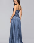 "Raquel" Long Strapless Jacquard Gown