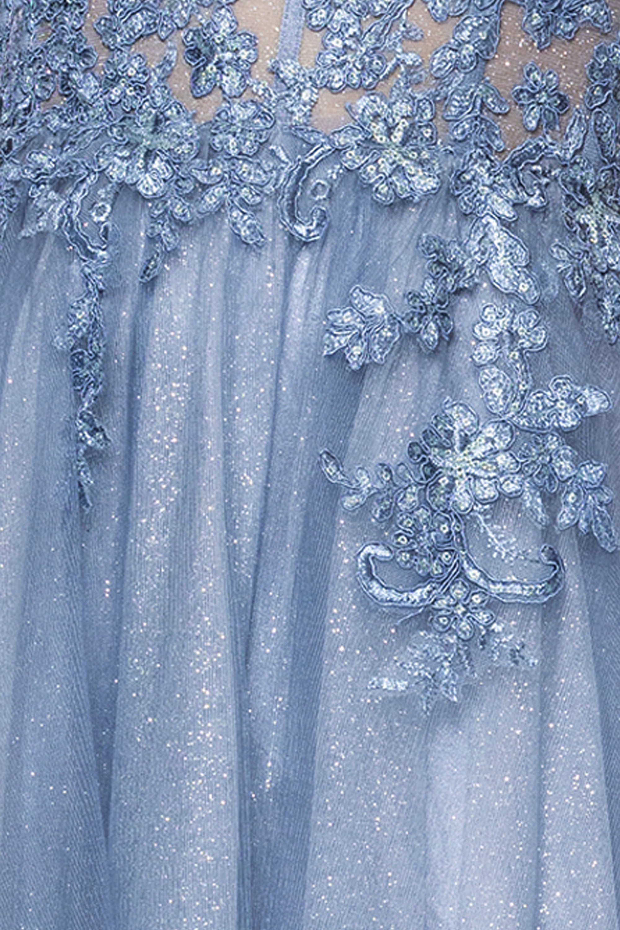 "Christy" Embellished Mesh Illusion Corset Floor Length Dress