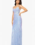 "Kailey" Sequin Corset Floor Length Dress