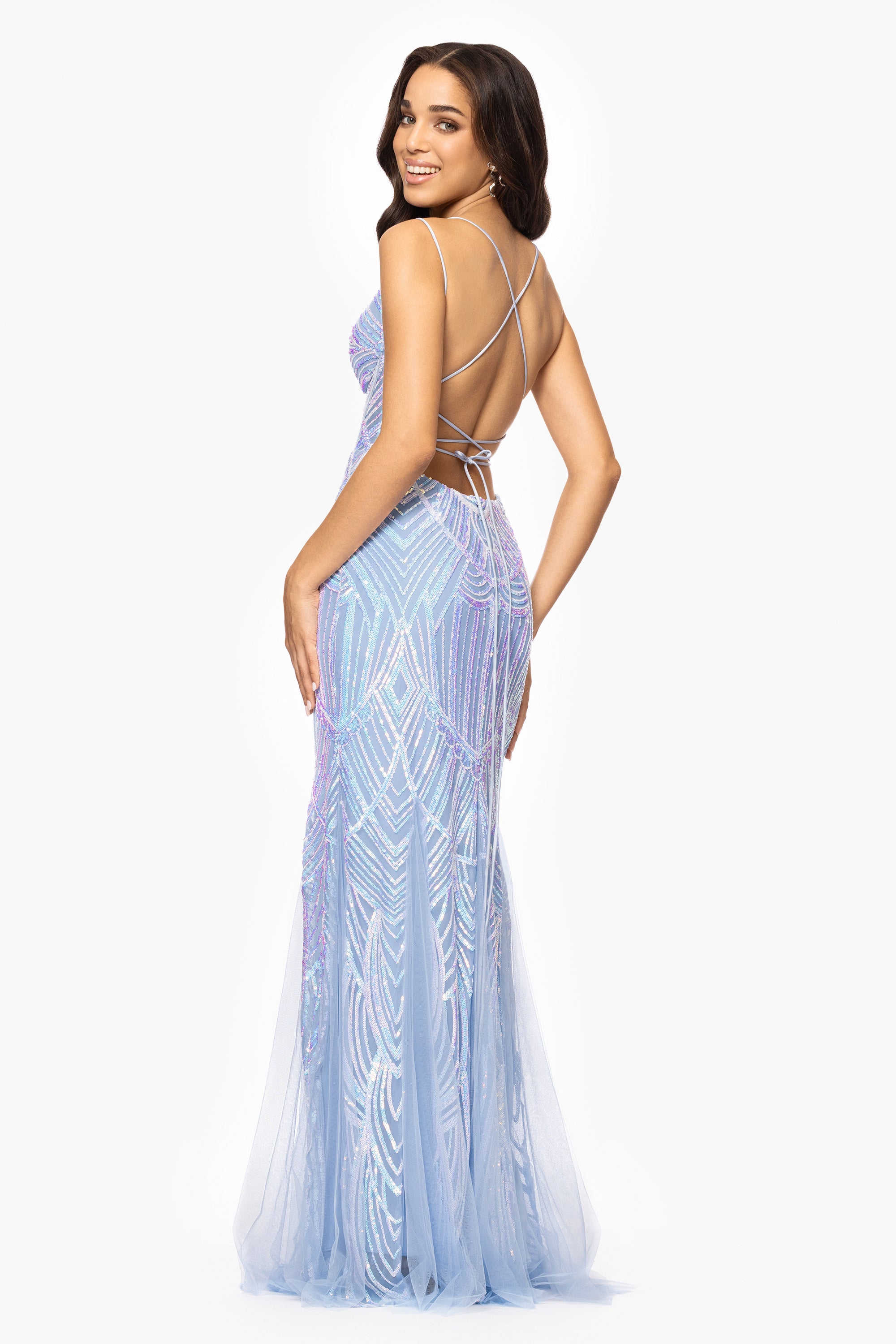 "Kailey" Sequin Corset Floor Length Dress