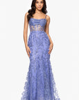 "Melanie" Long Spaghetti Strap Glitter Mesh Dress