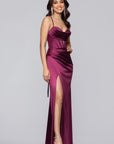 "Camille" Satin Draped Corset Floor Length Dress