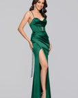 "Camille" Satin Draped Corset Floor Length Dress