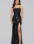 "Renee" Sequin Corset Floor Length Dress