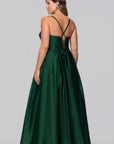 Plus "Leah" Satin Stone Cowl Neck Floor Length Gown