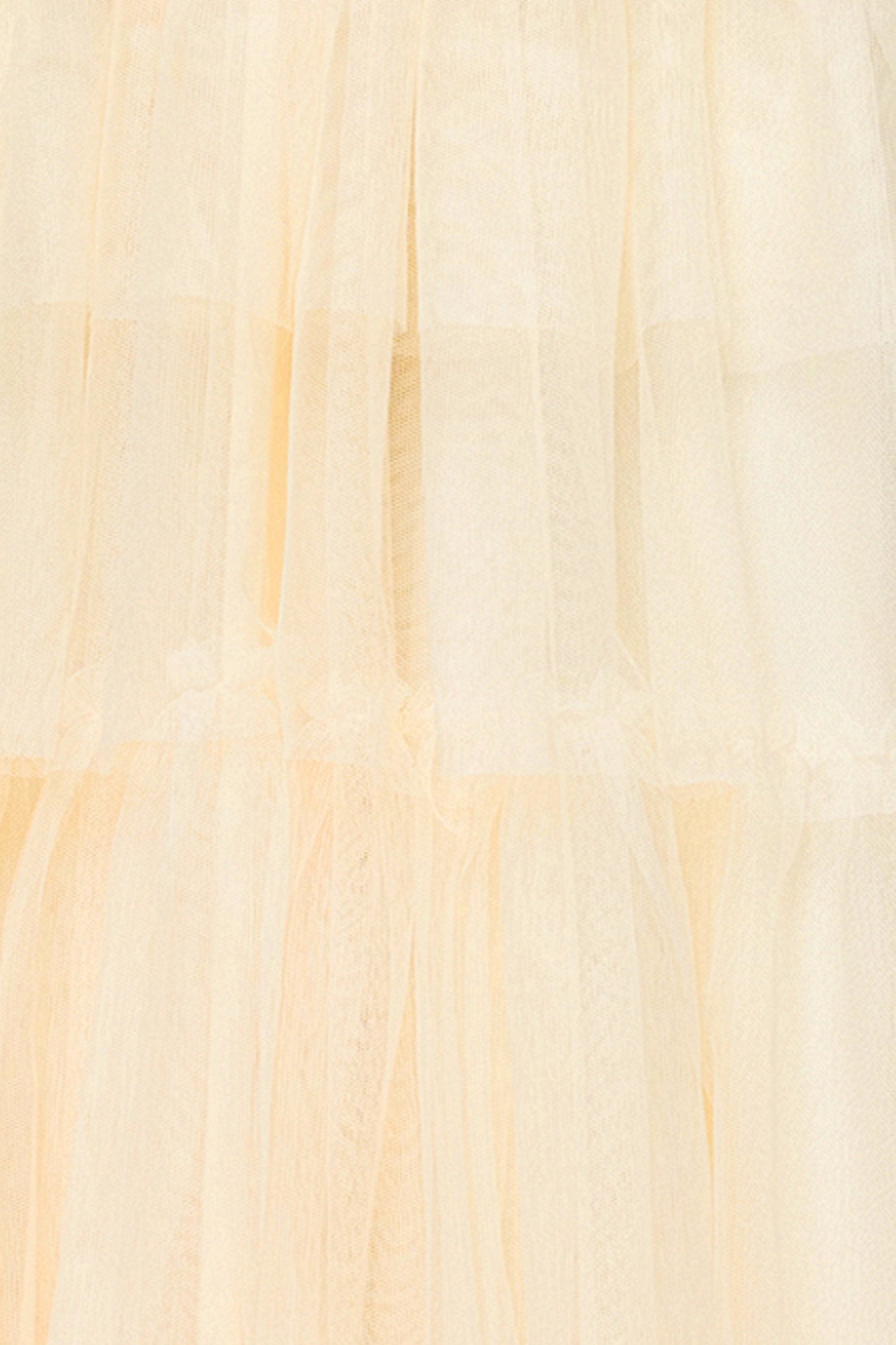 "Velma" Long Mesh Halter Neck Applique and Ruffle Skirt Dress