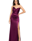 "Daisy" Satin Strapless Floor Length Dress