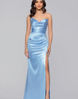 "Daisy" Satin Strapless Floor Length Dress