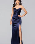 "Daisy" Satin Strapless Floor Length Dress