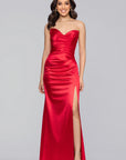 "Daisy" Satin Strapless Floor Length Dress