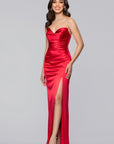 "Daisy" Satin Strapless Floor Length Dress