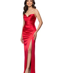 "Daisy" Satin Strapless Floor Length Dress