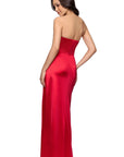 "Daisy" Satin Strapless Floor Length Dress