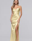 "Daisy" Satin Strapless Floor Length Dress