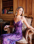 "Christine" Spaghetti Strap Floor Length Sequin Dress