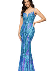 "Christine" Spaghetti Strap Floor Length Sequin Dress