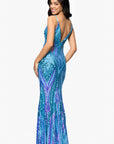 "Christine" Spaghetti Strap Floor Length Sequin Dress