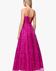 "Anya" Long Glitter Mesh Keyhole Cutout Ballgown