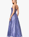 "Anya" Long Glitter Mesh Keyhole Cutout Ballgown