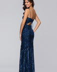 "Cleo" Long Square Neck Sequin Pattern Dress
