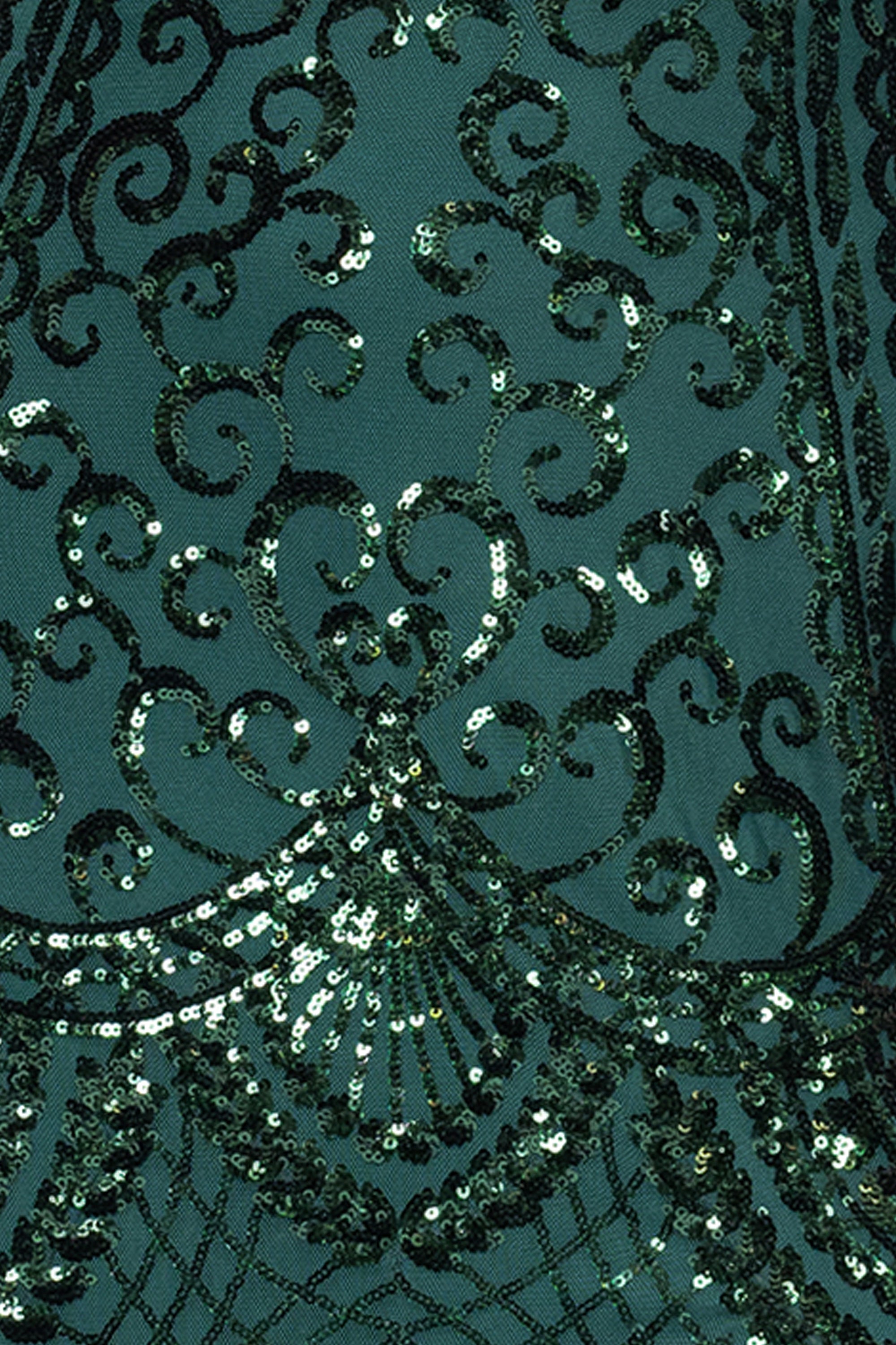 "Cleo" Long Square Neck Sequin Pattern Dress
