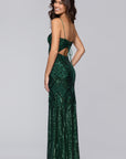 "Cleo" Long Square Neck Sequin Pattern Dress