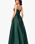 "Hope" Long Spaghetti Strap Corset Applique Gown