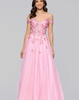 "Luna" Long Off the Shoulder 3D Butterfly Embellished Gown