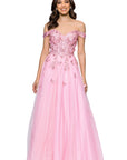 "Luna" Long Off the Shoulder 3D Butterfly Embellished Gown