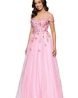 "Luna" Long Off the Shoulder 3D Butterfly Embellished Gown
