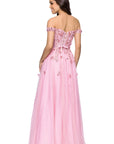 "Luna" Long Off the Shoulder 3D Butterfly Embellished Gown