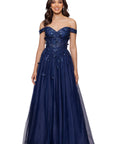 "Luna" Long Off the Shoulder 3D Butterfly Embellished Gown