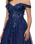 "Luna" Long Off the Shoulder 3D Butterfly Embellished Gown