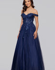 "Luna" Long Off the Shoulder 3D Butterfly Embellished Gown