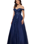 "Luna" Long Off the Shoulder 3D Butterfly Embellished Gown